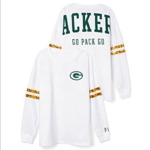 VS Pink Green Bay Packers Varsity Top